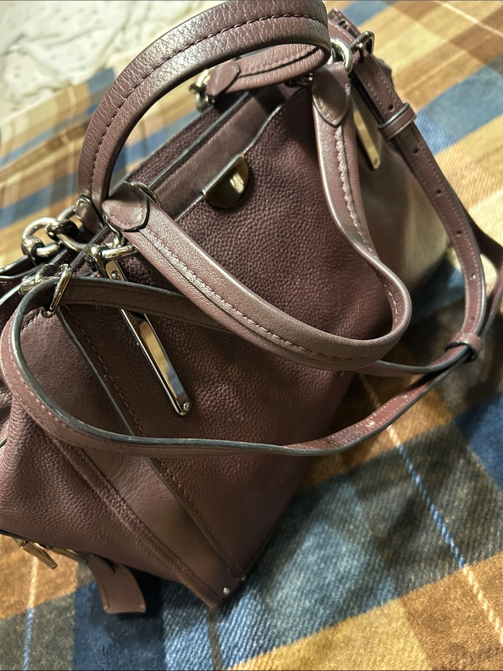 Coach Mauve Leather Satchel with Gold-Tone Hardware